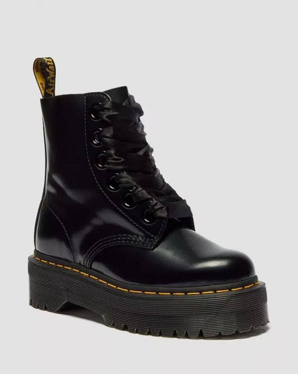 DR. MARTENS Women's Molly Leather Platform Boots Size 6 In Black Buttero